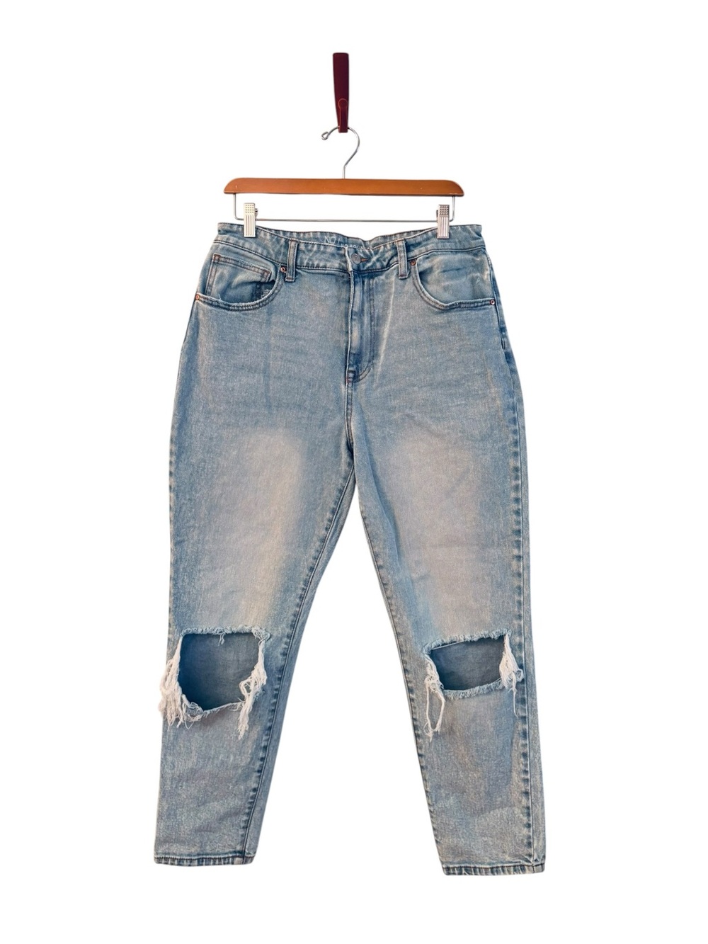No Boundaries Washed Light Blue Ripped Boyfriend Jeans Size 15 3 0531